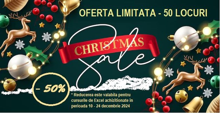 Oferta limitata - 50% discount pentru cursuri Excel